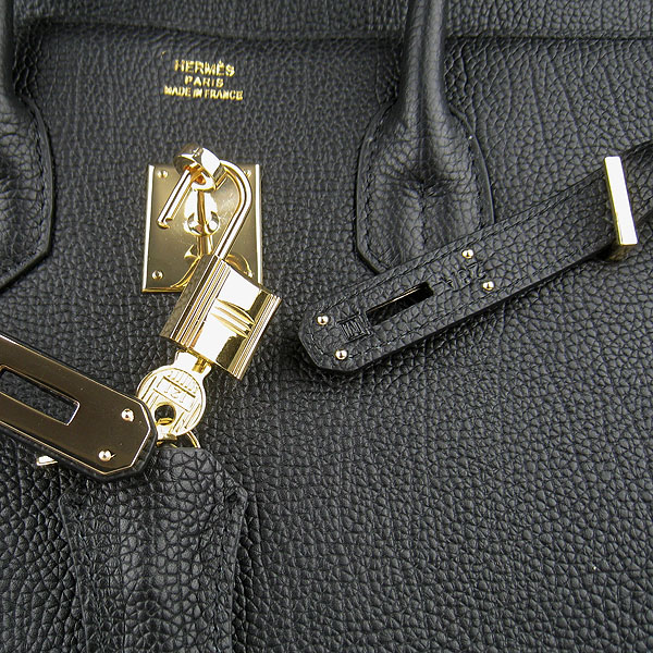 High Quality Fake Hermes Birkin 35CM Togo Leather Bag Black 6089 - Click Image to Close